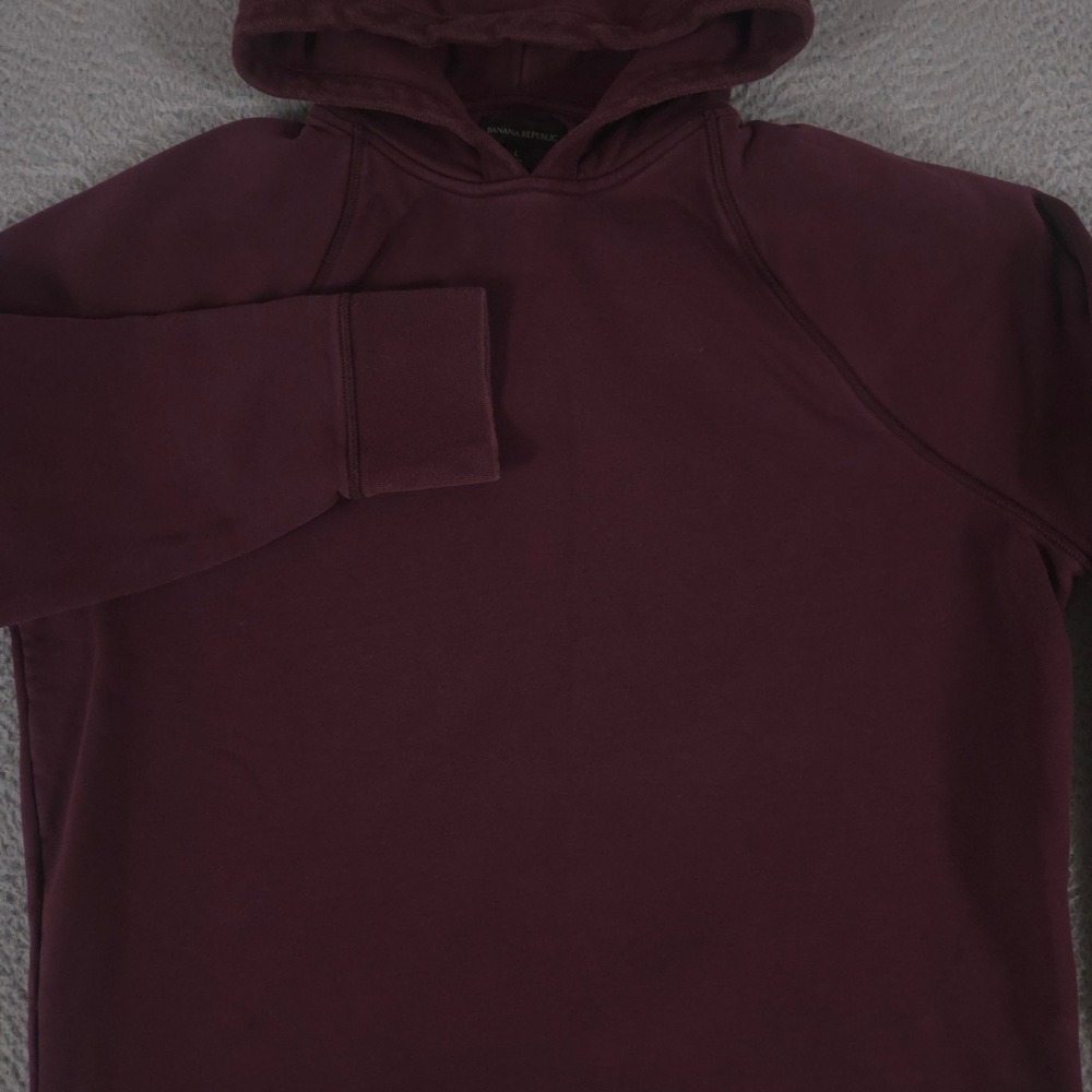 Banana Republic Hoodie Men L Maroon Essential Terry Cotton Blend Raglan Pullover